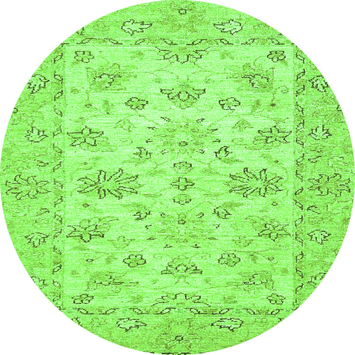 Round Machine Washable Oriental Green Traditional Area Rugs, wshabs501grn
