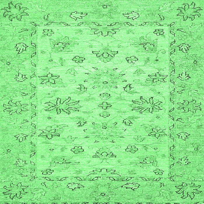 Square Machine Washable Oriental Emerald Green Traditional Area Rugs, wshabs501emgrn
