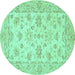 Round Oriental Turquoise Traditional Rug, abs501turq