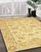 Abstract Yellow Oriental Rug in Family Room, abs501