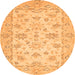 Round Machine Washable Oriental Orange Traditional Area Rugs, wshabs501org