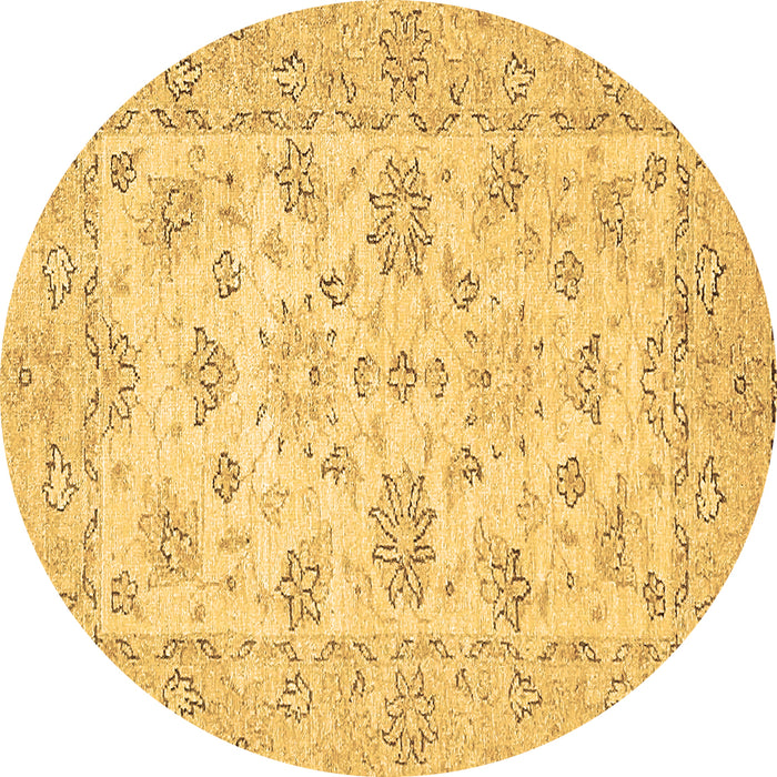 Round Machine Washable Oriental Brown Traditional Rug, wshabs501brn