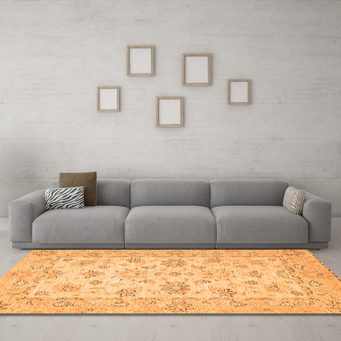 Machine Washable Oriental Orange Traditional Area Rugs in a Living Room, wshabs501org