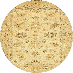 Round Machine Washable Abstract Yellow Rug, wshabs501
