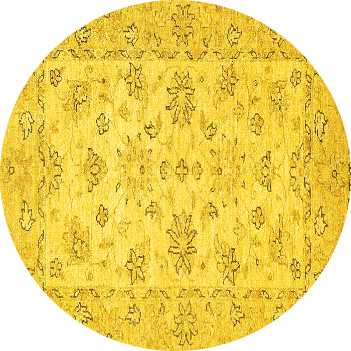 Round Oriental Yellow Traditional Rug, abs501yw