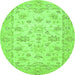 Round Oriental Green Traditional Rug, abs501grn