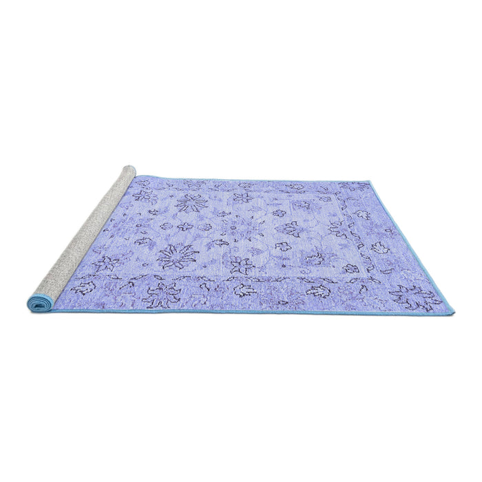 Sideview of Machine Washable Oriental Blue Traditional Rug, wshabs501blu