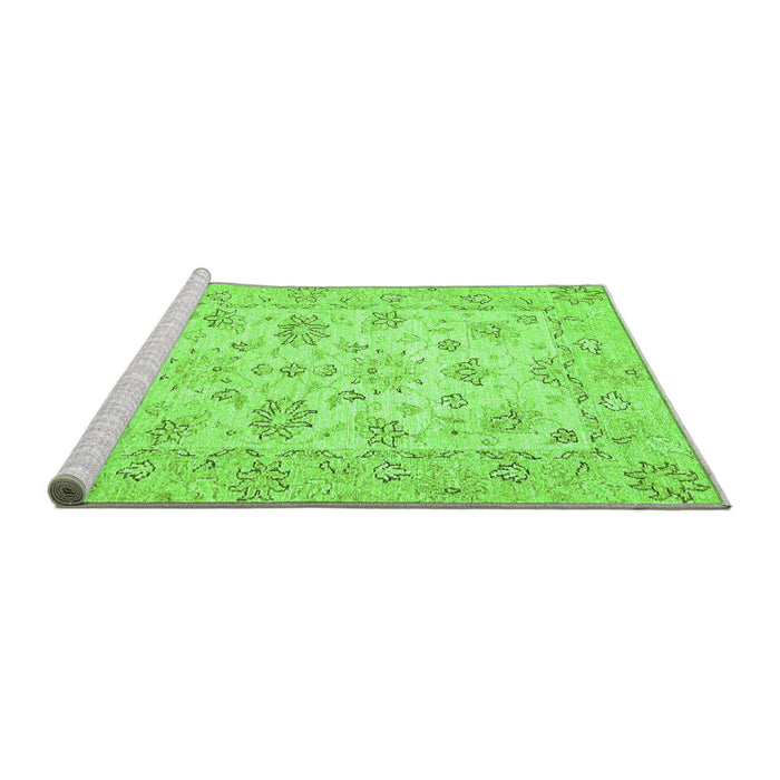 Sideview of Machine Washable Oriental Green Traditional Area Rugs, wshabs501grn