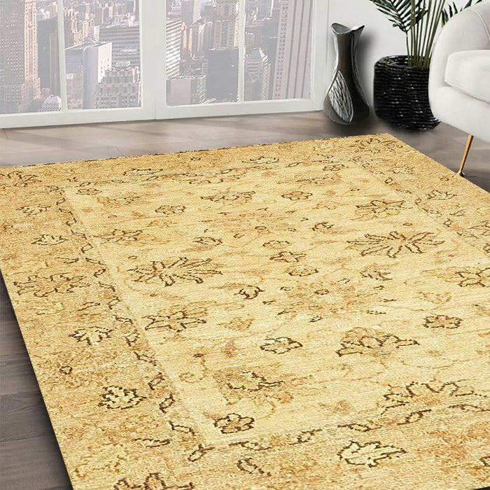 Machine Washable Abstract Yellow Rug in a Family Room, wshabs501