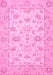 Machine Washable Oriental Pink Traditional Rug, wshabs501pnk