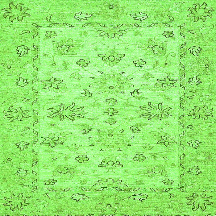 Square Machine Washable Oriental Green Traditional Area Rugs, wshabs501grn