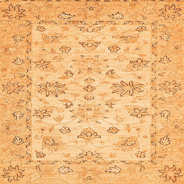 Square Machine Washable Oriental Orange Traditional Area Rugs, wshabs501org