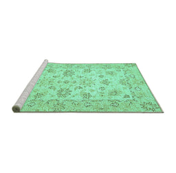 Sideview of Machine Washable Oriental Turquoise Traditional Area Rugs, wshabs501turq