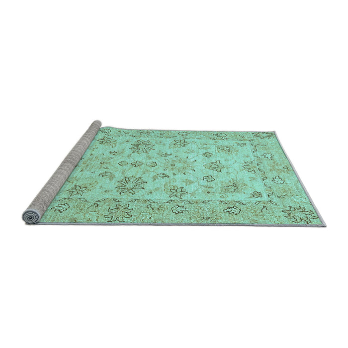 Sideview of Machine Washable Oriental Light Blue Traditional Rug, wshabs501lblu