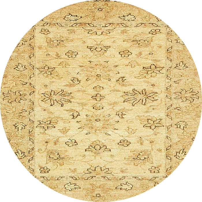 Round Abstract Yellow Oriental Rug, abs501