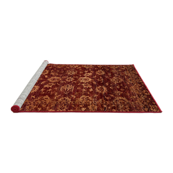 Sideview of Machine Washable Abstract Red Rug, wshabs502