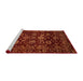 Sideview of Machine Washable Abstract Red Rug, wshabs502