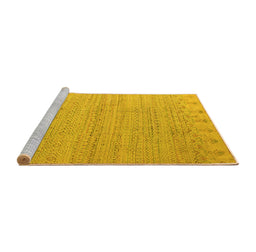 Sideview of Machine Washable Oriental Yellow Modern Rug, wshabs5020yw