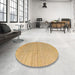 Round Machine Washable Abstract Cinnamon Brown Rug in a Office, wshabs5020
