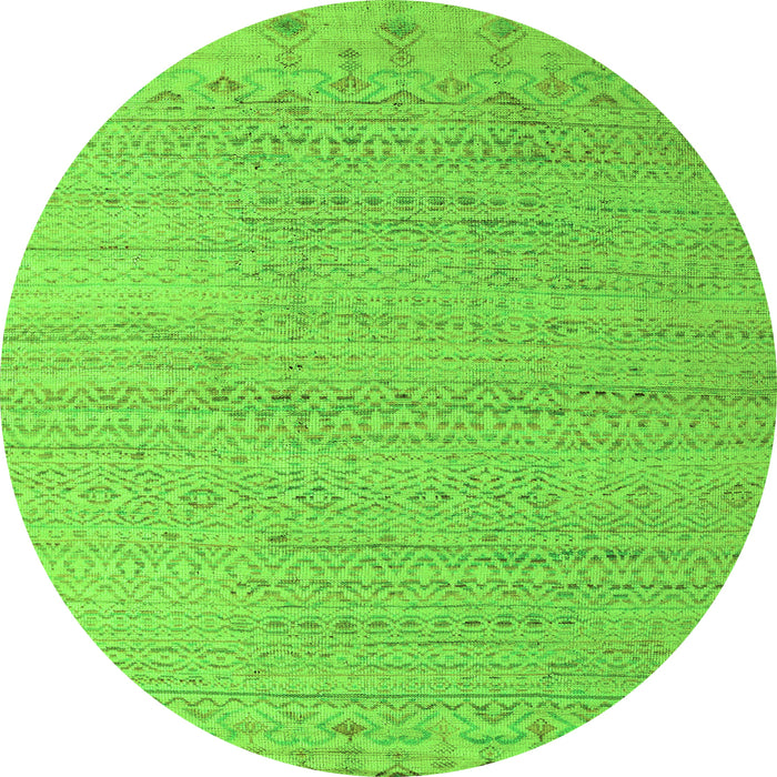 Round Machine Washable Oriental Green Modern Area Rugs, wshabs5020grn