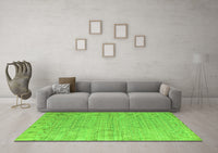 Machine Washable Oriental Green Modern Rug, wshabs5020grn