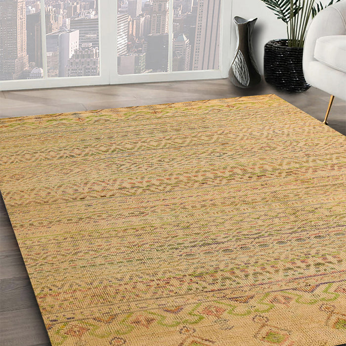 Abstract Cinnamon Brown Oriental Rug in Family Room, abs5020