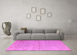 Machine Washable Oriental Purple Modern Area Rugs in a Living Room, wshabs5020pur