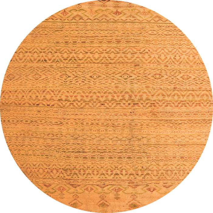 Round Machine Washable Oriental Orange Modern Area Rugs, wshabs5020org