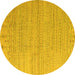 Round Machine Washable Oriental Yellow Modern Rug, wshabs5020yw