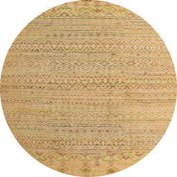 Round Machine Washable Abstract Cinnamon Brown Rug, wshabs5020