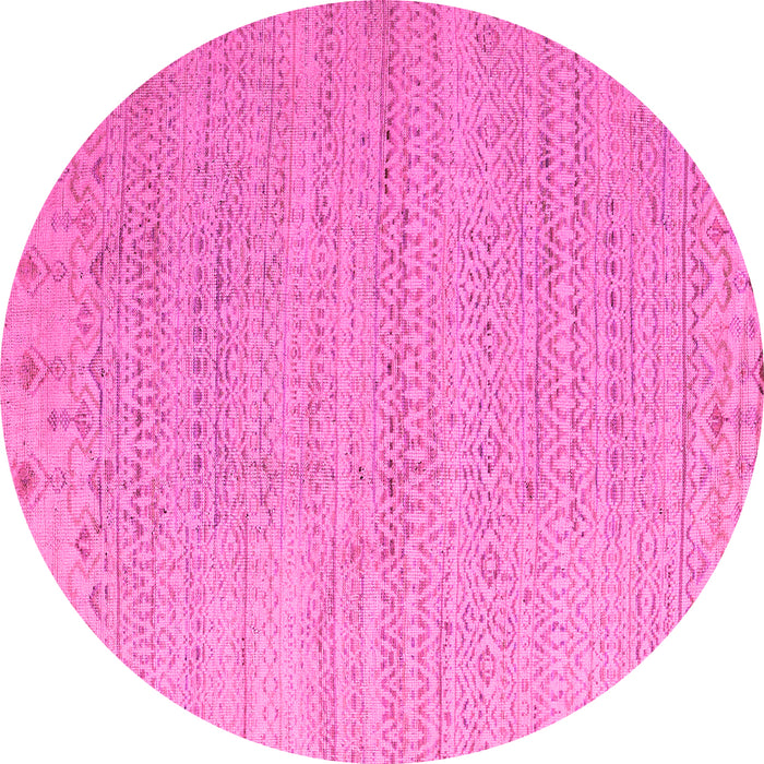 Round Machine Washable Oriental Pink Modern Rug, wshabs5020pnk