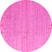 Round Machine Washable Oriental Pink Modern Rug, wshabs5020pnk