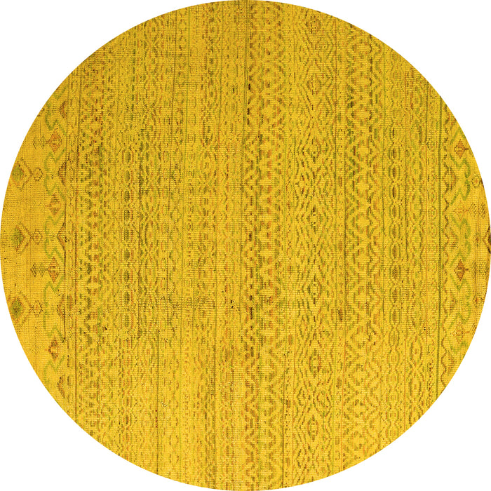 Round Oriental Yellow Modern Rug, abs5020yw