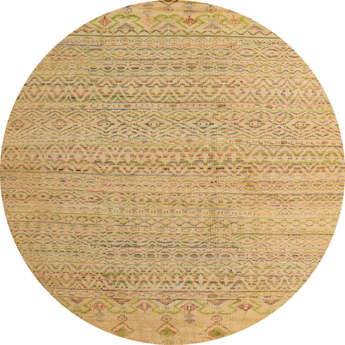 Round Abstract Cinnamon Brown Oriental Rug, abs5020