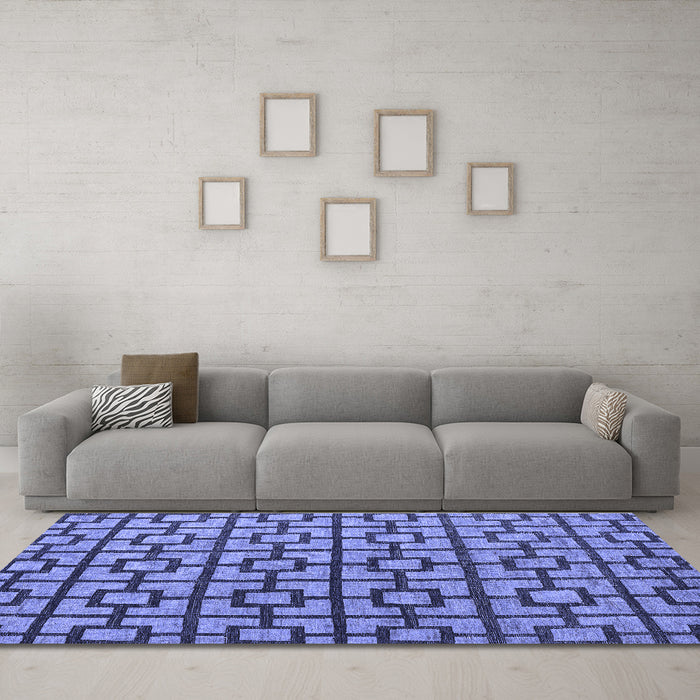 Machine Washable Oriental Blue Modern Rug in a Living Room, wshabs5021blu