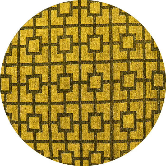 Round Oriental Yellow Modern Rug, abs5021yw