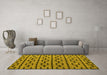 Machine Washable Oriental Yellow Modern Rug in a Living Room, wshabs5021yw