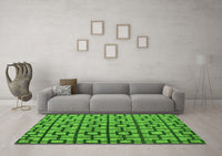 Machine Washable Oriental Green Modern Rug, wshabs5021grn