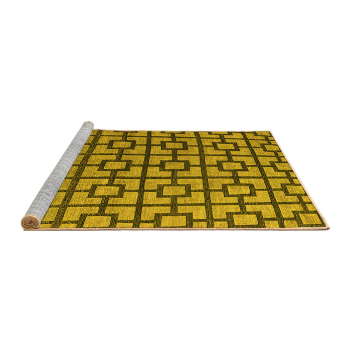Sideview of Machine Washable Oriental Yellow Modern Rug, wshabs5021yw
