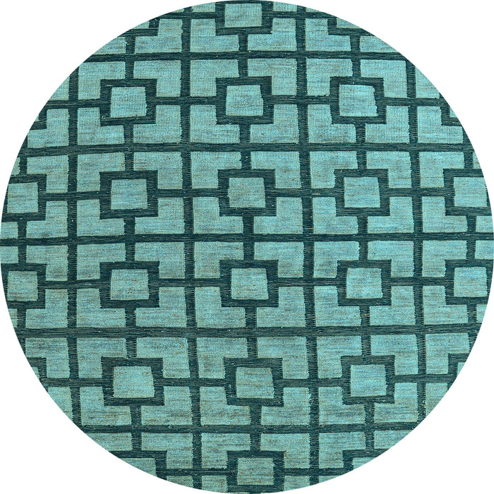 Round Machine Washable Oriental Light Blue Modern Rug, wshabs5021lblu