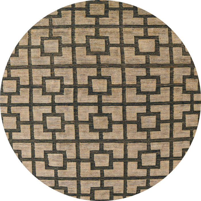 Round Machine Washable Abstract Dark Brown Rug, wshabs5021