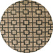 Round Abstract Dark Brown Oriental Rug, abs5021