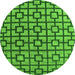 Round Machine Washable Oriental Green Modern Area Rugs, wshabs5021grn