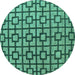 Round Oriental Turquoise Modern Rug, abs5021turq