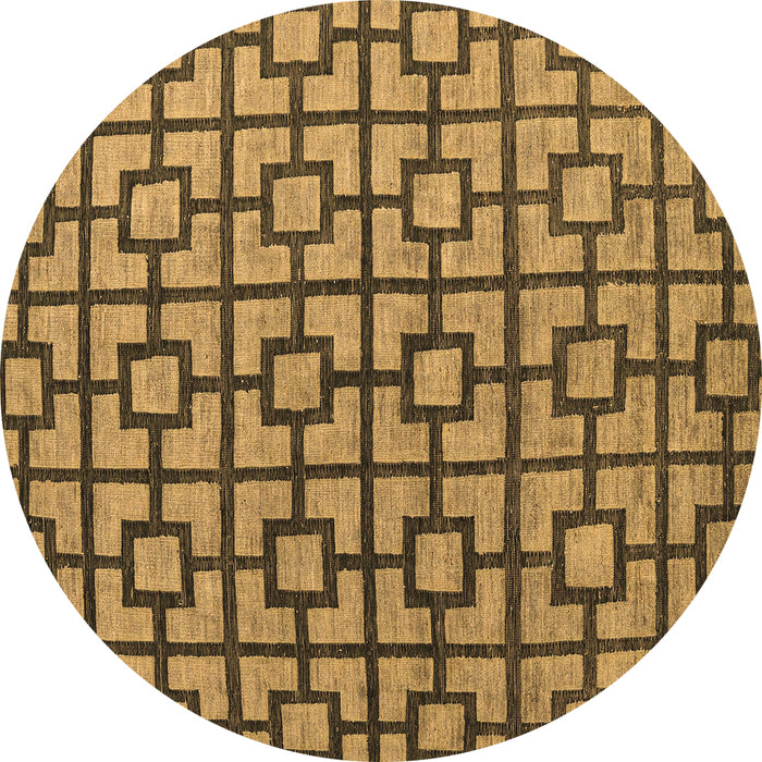 Round Machine Washable Oriental Brown Modern Rug, wshabs5021brn