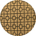 Round Machine Washable Oriental Brown Modern Rug, wshabs5021brn