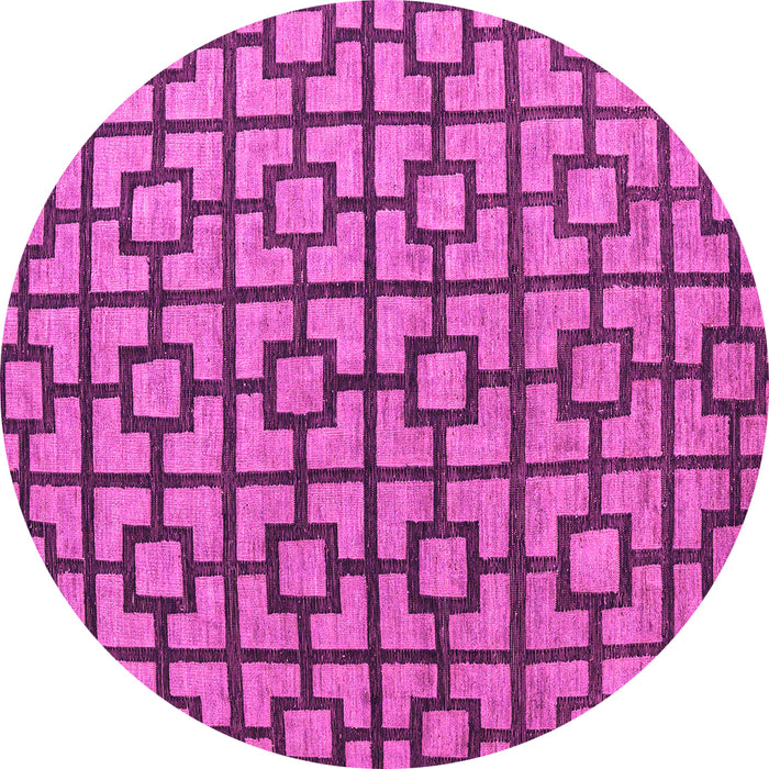 Round Machine Washable Oriental Pink Modern Rug, wshabs5021pnk