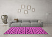 Machine Washable Oriental Pink Modern Rug in a Living Room, wshabs5021pnk