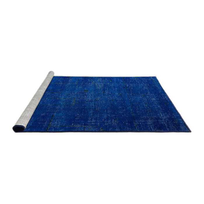 Sideview of Machine Washable Abstract Cobalt Blue Rug, wshabs5022
