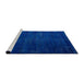 Sideview of Machine Washable Abstract Cobalt Blue Rug, wshabs5022